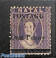 Natal 1877 One P On 6d Violet, Unused (hinged) - Natal (1857-1909)
