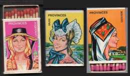 3 Boites D'Allumettes - PROVINCES COIFFES - GASCOGNE LANGUEDOC ANJOU - Matchboxes