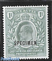 Kenia 1903 1R, WM Crown-CC, SPECIMEN, Unused (hinged) - Autres & Non Classés