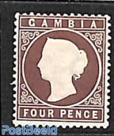Gambia 1886 4d, WM Crown-CA, Stamp Out Of Set, Unused (hinged) - Gambia (...-1964)