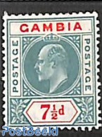 Gambia 1904 7.5d , WM Multiple Crown-CA, Stamp Out Of Set, Unused (hinged) - Gambia (...-1964)