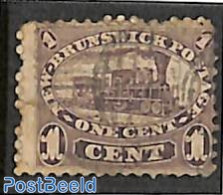 Canada 1860 New Brunswick, 1c, Brownviolet, Used, Used Stamps, Transport - Railways - Usati