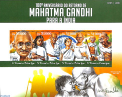 Sao Tome/Principe 2015 Mahatma Gandji 4v M/s, Mint NH, History - Gandhi - Mahatma Gandhi