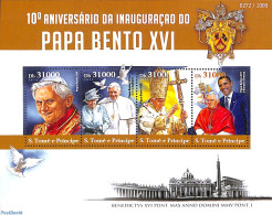 Sao Tome/Principe 2015 Pope Benedict XVI 4v M/s, Mint NH, Religion - Pope - Päpste