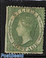 Saint Lucia 1860 6d Green, WM-Star, Unused Without Gum, Unused (hinged) - St.Lucia (1979-...)