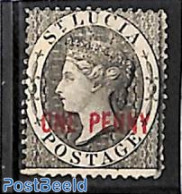 Saint Lucia 1884 ONE PENNY, Stamp Out Of Set, Without Gum, Unused (hinged) - St.Lucie (1979-...)