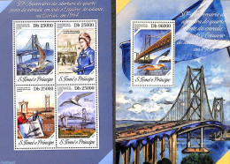 Sao Tome/Principe 2014 Lisboa Bridge 2 S/s, Mint NH, Nature - Birds - Art - Bridges And Tunnels - Bruggen