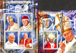 Sao Tome/Principe 2014 Popes 2 S/s, Mint NH, Religion - Pope - Pausen