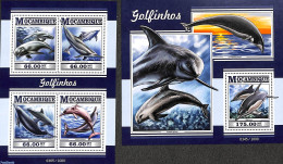 Mozambique 2015 Dolphins 2 S/s, Mint NH, Nature - Sea Mammals - Mosambik