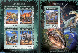 Mozambique 2014 Dinosaurs 2 S/s, Mint NH, Nature - Prehistoric Animals - Prehistorisch