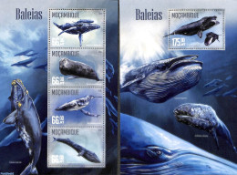 Mozambique 2016 Whales 2 S/s, Mint NH, Nature - Sea Mammals - Mozambique