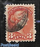 Canada 1870 3c, Copperred, Perf. 12, Used, Used Stamps - Oblitérés