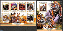 Guinea Bissau 2016 Endangered Animals 2 S/s, Mint NH, Nature - Animals (others & Mixed) - Cat Family - Monkeys - Turtles - Guinée-Bissau