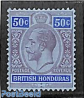 Belize/British Honduras 1913 50c, WM Multiple Crown-CA, Stamp Out Of Set, Unused (hinged) - Honduras Britannique (...-1970)