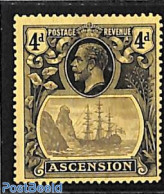 Ascension 1924 4d, Stamp Out Of Set, Unused (hinged), Transport - Ships And Boats - Boten