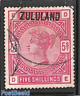 South Africa 1888 Zululand, 5sh, Fiscally Used, Used Stamps - Gebraucht