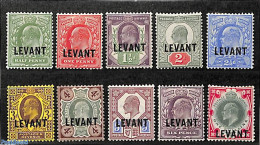 Great Britain 1905 Levant, Definitives 10v, Unused (hinged) - Ongebruikt