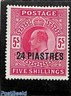 Great Britain 1902 Levant, 24pia On 5sh, Stamp Out Of Set, Mint NH - Neufs