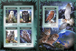 Mozambique 2014 Owls 2 S/s, Mint NH, Nature - Birds - Birds Of Prey - Owls - Mozambique