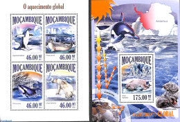 Mozambique 2013 Global Warming 2 S/s, Mint NH, Nature - Bears - Environment - Penguins - Sea Mammals - Protection De L'environnement & Climat