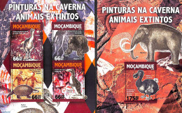 Mozambique 2016 Cave Paintings,  Animals 2 S/s, Mint NH, Nature - Birds - Art - Cave Paintings - Préhistoire