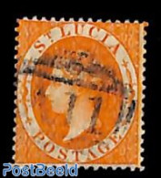 Saint Lucia 1864 1sh Orange, Perf. 14,  Used, Used Stamps - St.Lucia (1979-...)