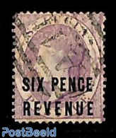 Saint Lucia 1882 SIX PENCE REVENUE, Used, Used Stamps - St.Lucie (1979-...)