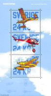 Sweden 2021 Aircraft Against Forest Fire S/s, Mint NH, Transport - Fire Fighters & Prevention - Helicopters - Aircraft.. - Unused Stamps