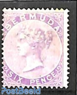 Bermuda 1865 6d, Perf. 14, WM Crown-CC, Stamp Out Of Set, Unused (hinged) - Bermudes