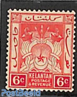 Malaysia 1928 Kelantan, 6c, WM Script-CA, Stamp Out Of Set, Unused (hinged) - Autres & Non Classés