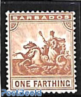 Barbados 1909 1Fa, WM Mult. Crown-CA, Stamp Out Of Set, Unused (hinged), Nature - Horses - Barbades (1966-...)