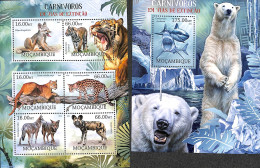 Mozambique 2012 Carnivorous Animals 2 S/s, Mint NH, Nature - Animals (others & Mixed) - Cat Family - Fish - Fishes