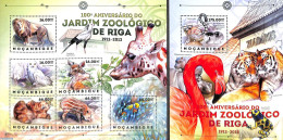 Mozambique 2012 Riga Zoo 2 S/s, Mint NH, Nature - Animals (others & Mixed) - Bears - Cat Family - Owls - Mozambique