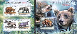 Mozambique 2012 European Extinct Animals 2 S/s, Mint NH, Nature - Animals (others & Mixed) - Elephants - Hippopotamus - Mozambique