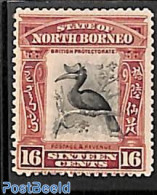 North Borneo 1909 16c, Stamp Out Of Set, Unused (hinged), Nature - Birds - Nordborneo (...-1963)