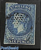 Saint Helena 1856 6d, Used Short Borders On Top And Left, Used Stamps - St. Helena