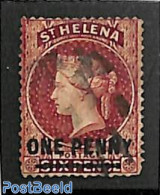 Saint Helena 1883 1d On 6d, Perf.14, WM Crown-CC, Short Bar, Used, Used Stamps - Sainte-Hélène