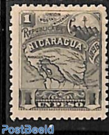 Nicaragua 1896 1p, With WM, Stamp Out Of Set, Unused (hinged), Various - Maps - Géographie