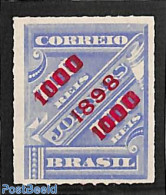 Brazil 1898 1000R On 700R, Blue, Stamp Out Of Set, Unused (hinged) - Neufs