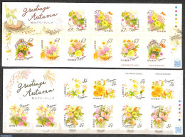 Japan 2021 Autumn Greetings 20v (2 M/s) S-a, Mint NH, Nature - Flowers & Plants - Ongebruikt