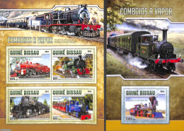 Guinea Bissau 2016 Steam Locomotives 2 S/s, Mint NH, Transport - Railways - Trains