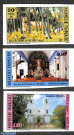 French Polynesia 1985 Churches 3v, Imperforated, Mint NH, Religion - Churches, Temples, Mosques, Synagogues - Unused Stamps