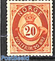 Norway 1877 20o, Stamp Out Of Set, Without Gum, Unused (hinged) - Neufs