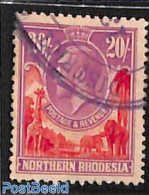 Rhodesia, North 1925 20sh, Fiscally Used, Used Stamps, Nature - Elephants - Giraffe - Rodesia Del Norte (...-1963)