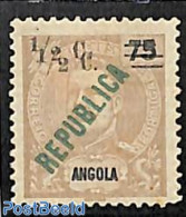 Angola 1919 1/2 On 75R, Double Overprint, Unused (hinged), Various - Errors, Misprints, Plate Flaws - Erreurs Sur Timbres