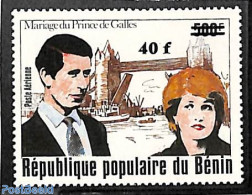 Benin 1984 Overprint 40f On 500f, Mint NH, History - Transport - Charles & Diana - Kings & Queens (Royalty) - Ships An.. - Ungebraucht