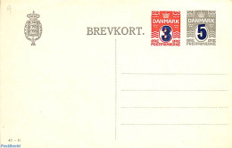 Denmark 1920 Postcard 3o On 2o+5o On 3o, 43-H, Unused Postal Stationary - Briefe U. Dokumente