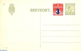 Denmark 1920 Postcard 3o On 2o+5o, 45-C, Unused Postal Stationary - Briefe U. Dokumente