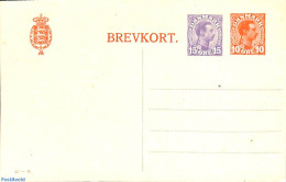 Denmark 1921 Postcard 15o Next To 10o, With Dividing Line, Unused Postal Stationary - Brieven En Documenten