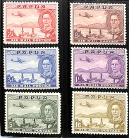 Papua 1939 Airmail Definitives 6v, Unused (hinged), Transport - Aircraft & Aviation - Avions